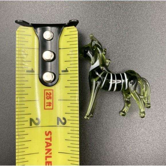 Vintage MCM Blown Glass Zebra Figurine Green Mid Century Murano Style Mini - Picture 7 of 7